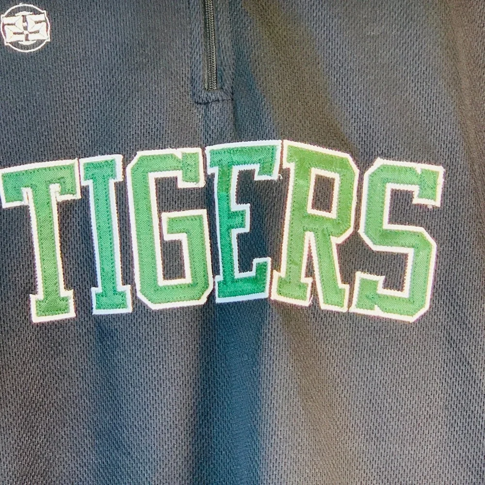 Tigers Quarter Zip Pullover Mens Large Green Gray Athletic‎ Jacket #13